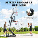 Canestro da Basket Portatile per Esterni Altezza Regolabile 245-305 cm Tabellone in Infrangibile PC Nero      