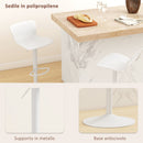 Set 2 Sgabelli da Bar con Schienale Altezza Regolabile 76,5-97,5 cm in PP Bianco