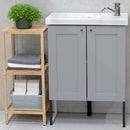 Scaffale a Colonna da Bagno 33x32x77,5 cm Armadio Organizer 3 Ripiani in Legno Bambù