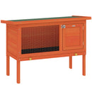 Conigliera da Esterno 90x45x 65 cm con Vassoio Estraibile Tetto Apribile e Porta con Serratura in Legno di Pino Arancione      