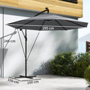 Ombrellone a Sbalzo 3 m con Luci LED Solari da Giardino in Metallo e Poliestere Grigio      