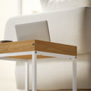 Set di Tavolini da Caffè Impilabili Moderni 45x45x45 cm con Vassoio in MDF e Acciaio Bianco e Rovere      