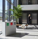 Pattumiera Sistema di Raccolta Rifiuti 90x30xh80 cm In Acciaio Verniciato 3 Scomparti Bianco