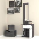 Mobile ingresso con specchio 60x35x186 cm Lost bianco ghisa