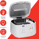 Friggitrice 2,5 Litri con Termostato Regolabile 1800W Coperchio e Maniglia Pieghevole Bianco      