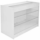 Bancone Espositore 120x90x60 cm per Negozio con Vetrina Ripiani in Vetro Bianco Brillante
