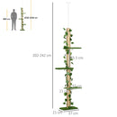 Albero Tiragraffi per Gatti Asta Regolabile a Soffitto Alto 202-242 cm Verde   