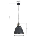 Lampada Moderna a Sospensione in Metallo Cromato Nero 30x35 cm 