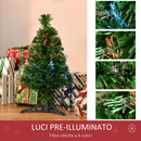 Albero di Natale Artificiale 60 cm 55 Rami con Fibra Ottica Verde 