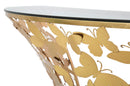 Console da Murro Butterflies 120x40,5x37,2 cm in Ferro e Vetro Oro      