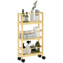 Scaffale Bagno a 3 Livelli 36x15x73 cm con Ruote in Legno di Bambù   