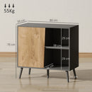 Credenza Moderna Mobile Basso 80x39x76 cm con Armadietto e Vani a Giorno in Legno Grigio Scuro  