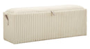 Panca con Contenitore Goteborg 113x41x44 cm in MDF e Spugna e Poliestere Bianco      