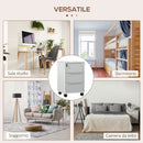 Cassettiera Portadocumenti a 4 Ruote 40x40x63,5 cm a 3 Cassetti con Chiavi di Sicurezza in MDF Bianco e Grigio  