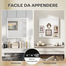 Specchio da Parete Rettangolare 50x50 cm con Ganci in Vetro e MDF Bianco      