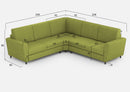 Divano Angolare 5 Posti 228x228x85 cm Yasel in Tessuto Verde