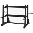 Rastrelliera per Manubri 5 Livelli 131x75x80 cm con 4 Aste Regolabili per Pesi e Kettlebell in Acciaio Nero