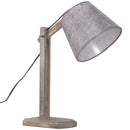 Lampada da Tavolo Paralume in Lino e Legno di Paulonia Grigio 