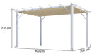 Pergola da Giardino 4x3x2,3 m in Alluminio Bianco con Telo di Copertura 140g/mq Ecrù