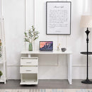 Scrivania con Cassettiera 120x50x75 cm in MDF e Acciaio Bianco   