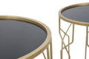 Tavolinetti Glam Lignes Tris Ø40x63-35x57,5-30x53,5 cm in Ferro e Vetro Oro
