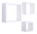 Set 3 Mensole da Parete Cubo in Fibra di Legno Rubic Bianco