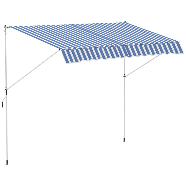 acquista Tenda da Sole a Muro 300x150 cm in Metallo e Poliestere Blu e Bianco