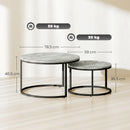 Set 2 Tavolini da Salotto Ø78,5x46,5 cm e Ø59x36,5 cm con Piano Effetto Marmo in Legno e Metallo Grigio Marmo      