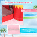 Castello Gonfiabile per Bambini 255x230x196 cm con Scivolo Trampolino Vasca di Palline e Canestro Basket Rosa      