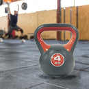 Kettlebell Attrezzo Fitness Peso in Ghisa da 4 kg con Impugnatura Ergonomica Grigio e Rosso      