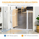 Cancelletto per Cani Estensibile con Porta a Chiusura Automatica 75-131x76 cm in Metallo e ABS Bianco
