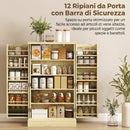 Dispensa Mobile da Cucina 60x30x104 cm 12 Rastrelliere per Spezie Ripiani Regolabili in MDF Legno Naturale      