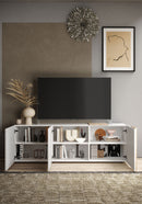 Mobile TV Moderno 3 Ante Venus 181x44x57 cm Bianco Lucido E Cadiz