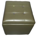 Cubo Pouf Contenitore in Similpelle e Cristalli Renier Oro