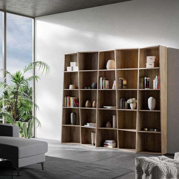 acquista Libreria Moderna 5 Elementi 5 Ripiani Trek Noce