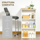 Tavolo da Bar con 3 Mensole e Barre Protettive 112x57x106 cm in Acciaio e Truciolato Bianco