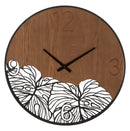 Orologio da Muro Wood/Leaf 60x2x60 cm in Ferro e MDF Nero e Marrone      
