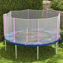 Rete di Protezione per Trampolini a 8 Pali con Ingresso con Cerniera Ø366x180 cm in PE Nero e Rosa