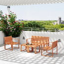 Set da Giardino 5 Pezzi con Divanetto 2 Poltroncine e 2 Tavolini in Polipropilene a Doghe Arancione   