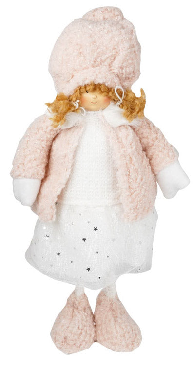 Bambola Natalizia H40 cm in Tessuto Rosa sconto