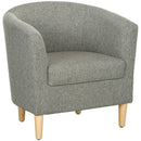 Poltrona Moderna a Pozzetto 74x63x73 cm in Tessuto Effetto Lino Grigio  