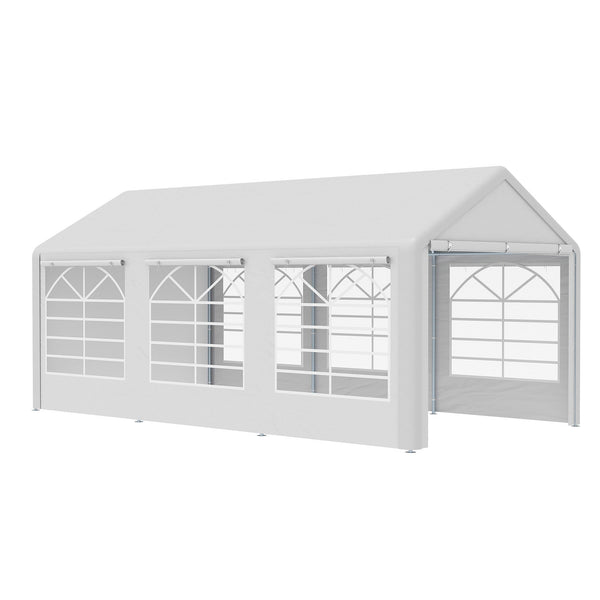 Gazebo da Giardino 600x300x280 cm 3 Stanze e Porte a Cerniera Bianco prezzo