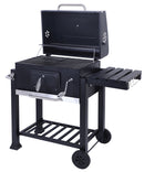 Barbecue a Carbone Carbonella 116x56x109 cm con Coperchio e Ruote in Acciaio Nero      