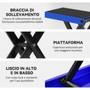 Cavalletto Alzamoto Pieghevole e Antiscivolo 41,5x23,5x10-37 cm in Acciaio e Gomma Blu e Nero      