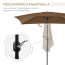Ombrellone da Giardino 200x300 cm Rettangolare con Manovella e Angolazione Regolabile in Poliestere Caffè      