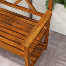 Panchina da Giardino 2 Posti in Legno con Ripiano e Braccioli 125x58x88cm Legno