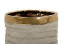 Vaso Lima Open Ø15,5x40 cm in Ceramica Grigio e Oro      