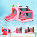 Castello Gonfiabile per Bambini 255x230x196 cm con Scivolo Trampolino Vasca di Palline e Canestro Basket Rosa      