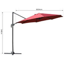 Ombrellone Decentrato da Giardino in Acciaio Ø2,95x2,5 m 360° Rosso 