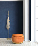 Puff Contenitore Paris Ø72x43 cm in Legno Spugna e Poliestere Arancione e Oro